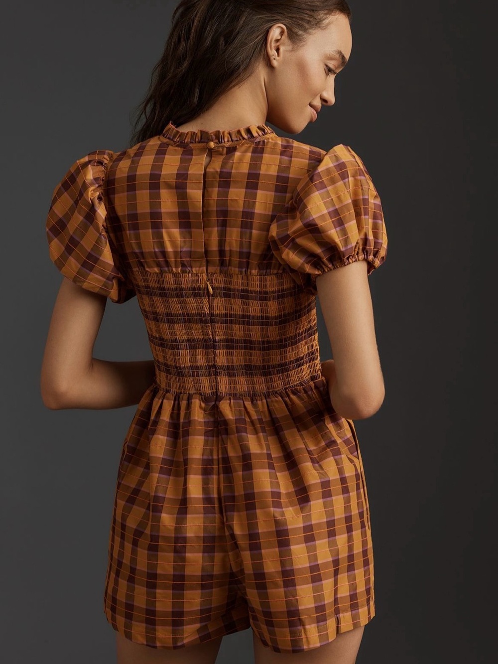 Maeve Puff-Sleeve Smocked Romper - Worn Once - Picture 4 of 4